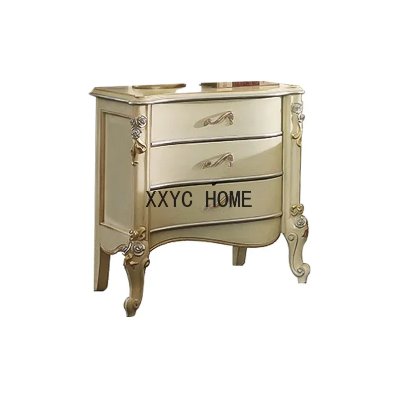 

Bedside Table Solid Wood Carved Bedroom Simple Home Locker