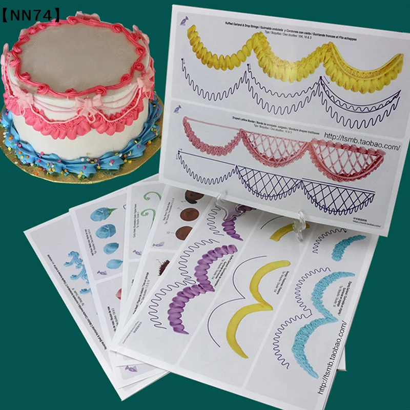 27Pcs/14sheets Cake Icing Piping DIY Practice Drawing Board Template Paper Decor Practice Template Paste Fondant Decorating[J]