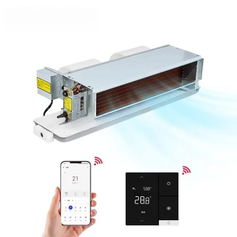 HVAC Durable Horizontal Concealed Fan Coil Unit Remote Control HVAC System For Hospitals Heating And Cooling With Split Heat Pum