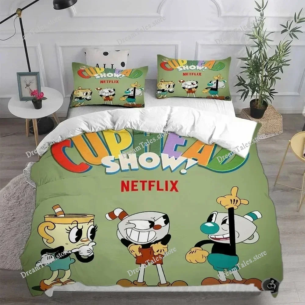 

Cuphead Luxury Bedding Set Japan Anime Cartoon Duvet Cover Set Comforter Bedspread Linen Twin Single Size Printed Home Textile36