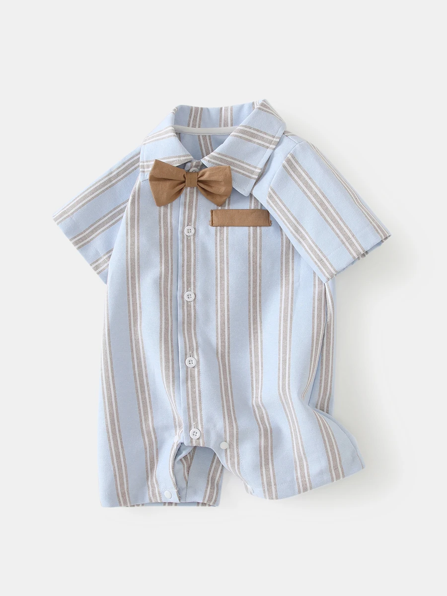 

Summer clothing shooting for infants and young children shirt striped short sleeved shirt 100 day old male baby Korean 신생아촬영