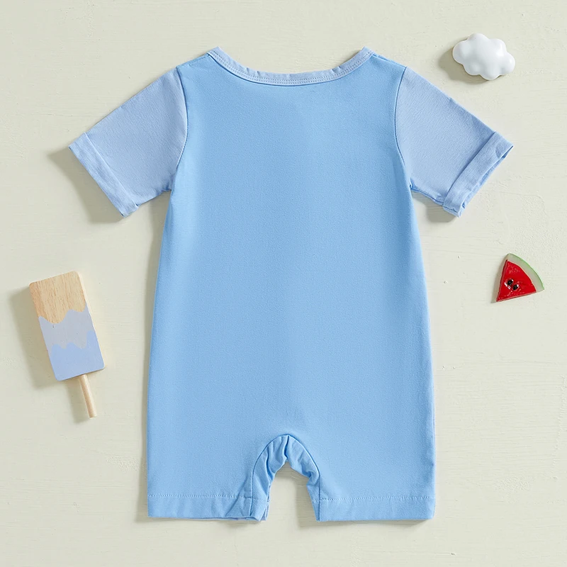 Infant Unisex Rompers Color Block Crew Neck Short Sleeve Baby Summer Outfits s Playsuits for Newborns