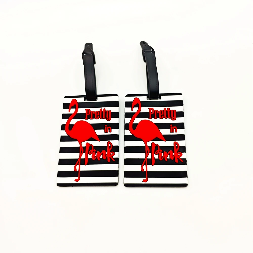 2pcs cartoon flamingo luggage tag pendant for travel, airplane factory luggage bag, anti loss tag, adult travel essential items