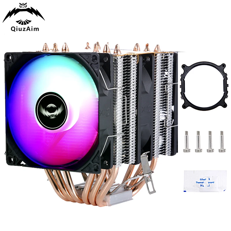 QiuzAim 6 Heat Pipe Twin Towers CPU Processor Cooler Fan Installing LGA2011 x79 x99 AMD AM3 AM4 Game Player's Preferred Choice