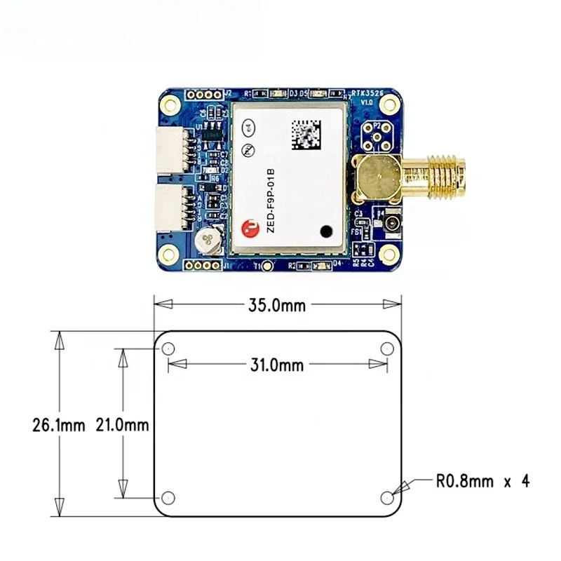 Placa Gnss RTK de alta precisão do módulo ZED-F9P