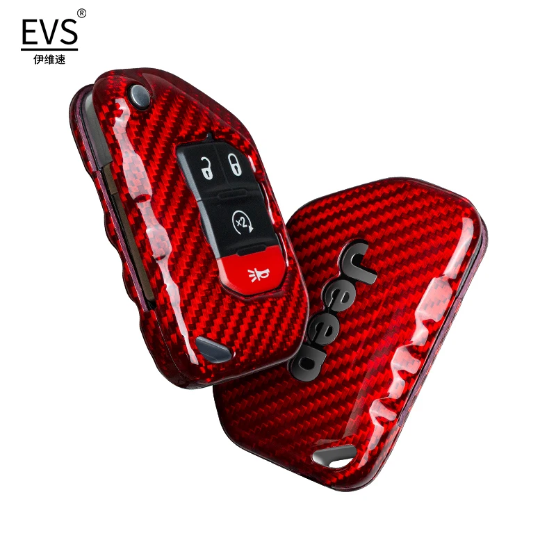 Carbon Fiber Car Key Case Fit For Jeep Gladiator JT Sahara JLU Wrangler JL Rubicon Car Key Fob Cover Jeep Car accessories