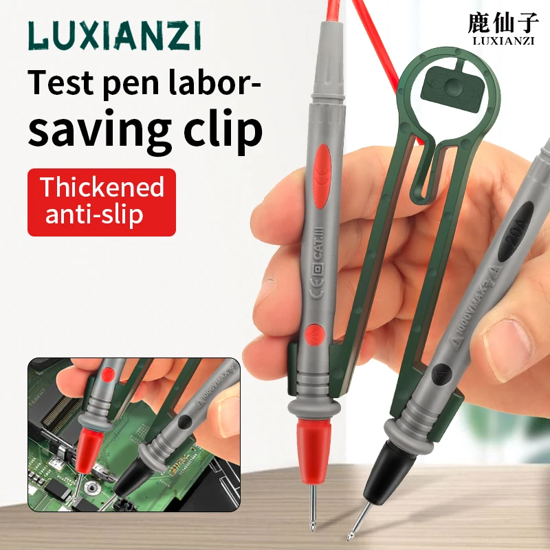 LUXIANZI Multimeter Pen Probe Holder Stainless steel Silicone Test Leads Single-handed Multimeter Auxiliary Clamping Tool