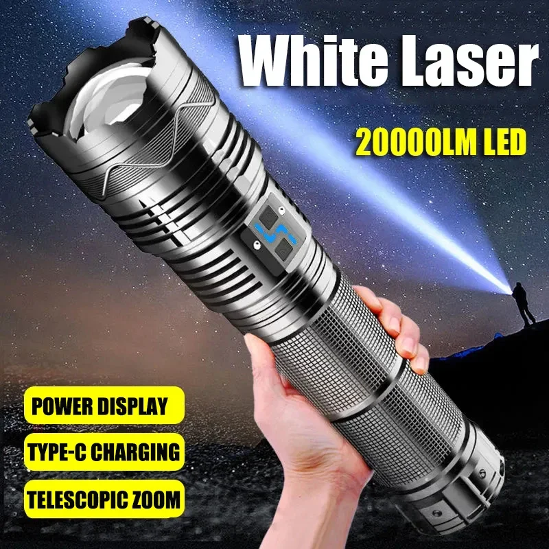 KDULIT Powerful GT60 LED Flashlight Long-range Lighting Long Endurance Powerful Torch Type-C Charging Tactical Camping Lantern