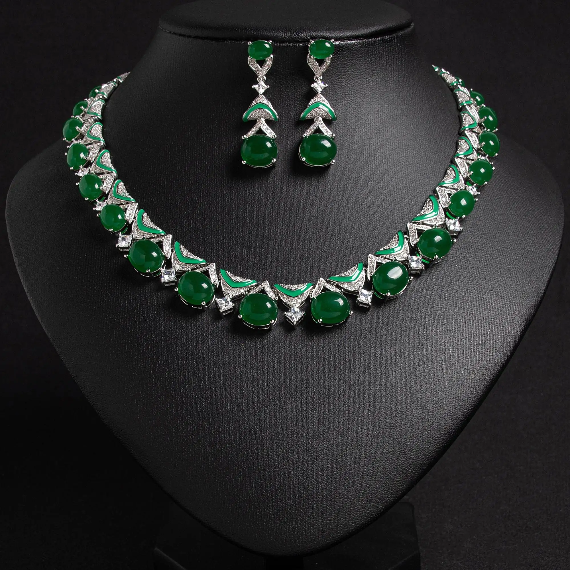 New Deluxe Delicate Oil Painting Drops Ladies Jewellery Necklace Earrings Set Party Banquet Prom Travel Dress Accessories M-343