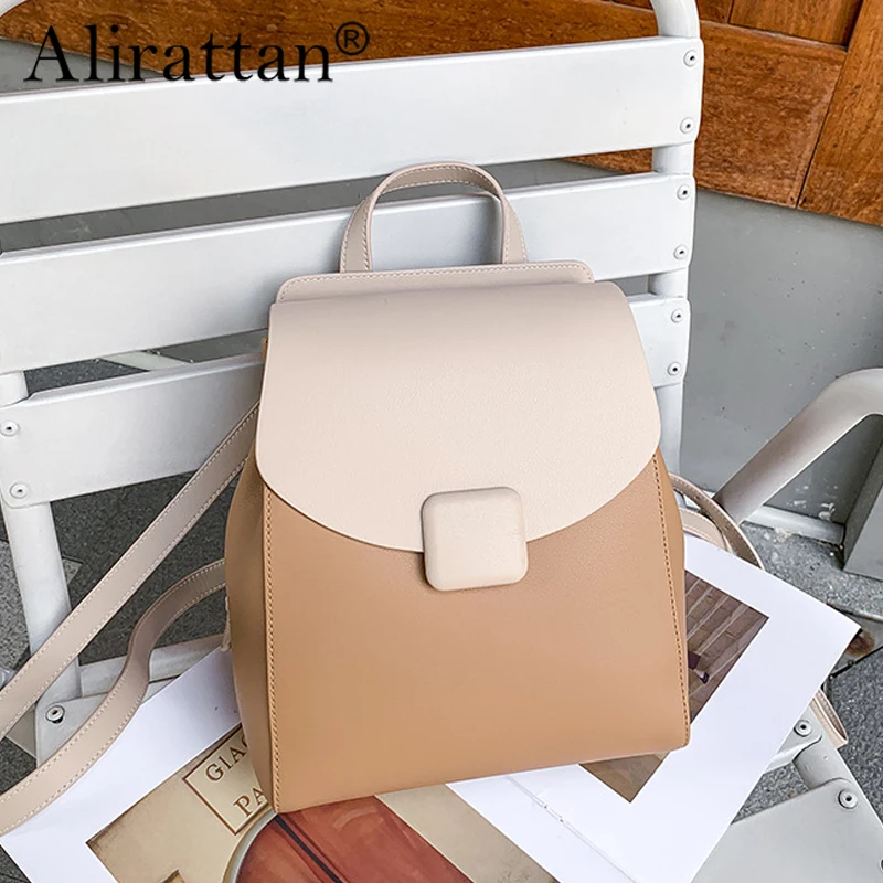 Alirattan High-Quality Leather Backpack Light And Simple All-Match Casual Backpack 2023 New Fashion Leather Travel Bag