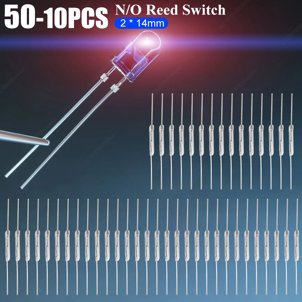 10–50 Stück normalerweise offener magnetischer Induktionsschalter, Vibrationswiderstand, elektronischer N/O-Schalter, 2 x 14 mm N/O-Reed-Schalter für Arduino