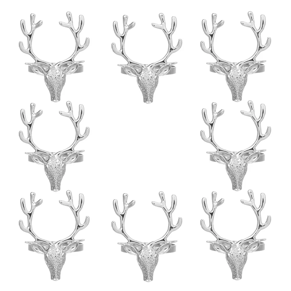 

8 Pcs Deer Napkin Holders Dining Table Christmas Fastener Head Clasp Chirstmas Rings Cloth Decor