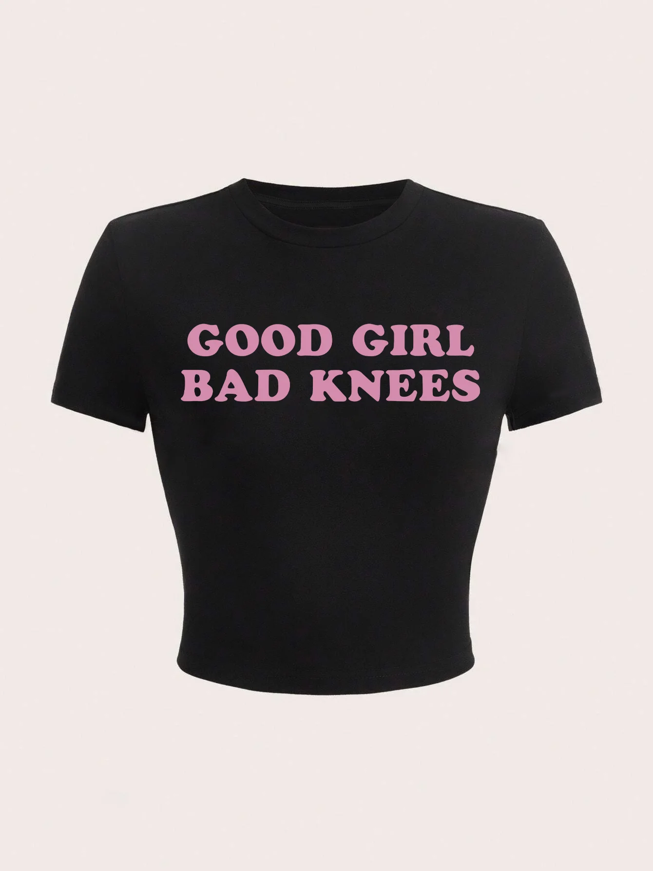 Camiseta Corta Y2K con Estampado de Letras 'Good Girl', Cuello Redondo, Manga Corta, Estilo Casual para Verano, Ropa Vintage para Mujer