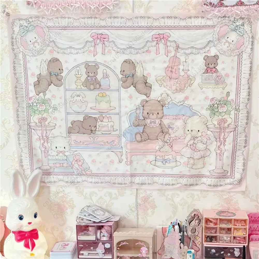 Anime Tapestry Cartoon Girl Tapestry Cute Girls Tea Party Background Cloth Flag Aesthetic Bedroom Decoration Tapestry Art Banner