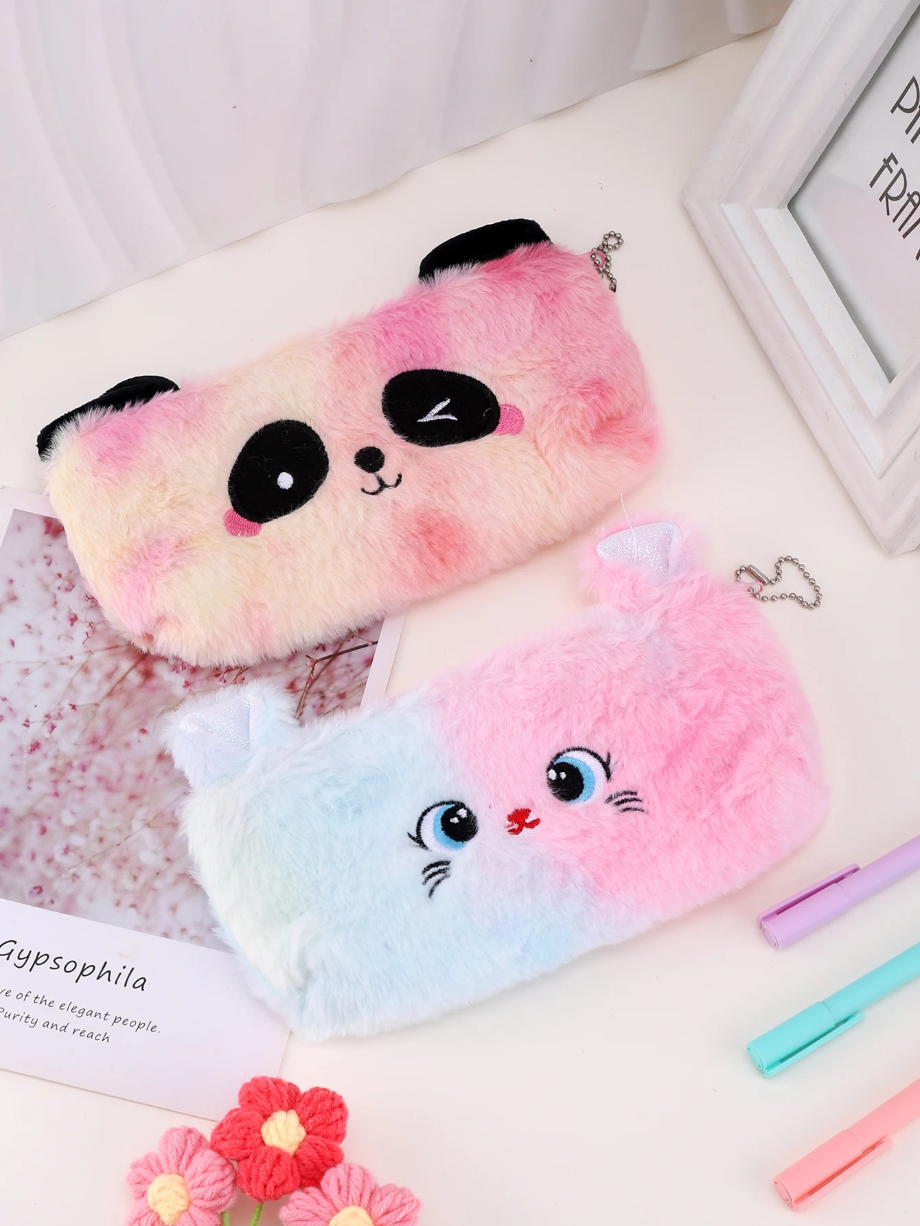 Panda Federmäppchen, großes Fassungsvermögen, Federmäppchen, Kawaii-Briefpapier, Federmäppchen mit Reißverschluss, Trousse, Neuheitsgeschenke, tragbares Federmäppchen