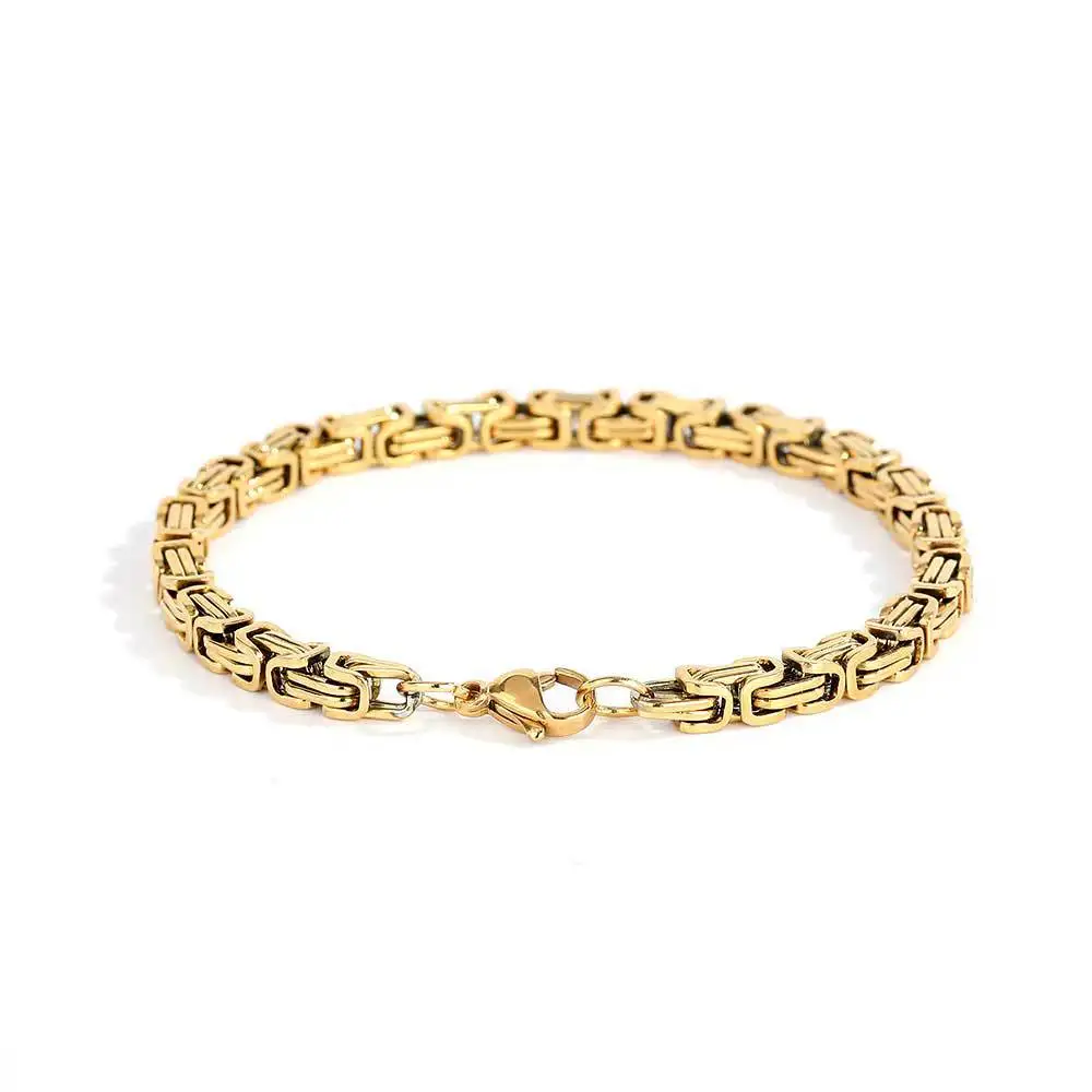 Luxury 24K 9999 Pure Gold real gold 4mm Imperial Chain Men's Cuban Bracelet