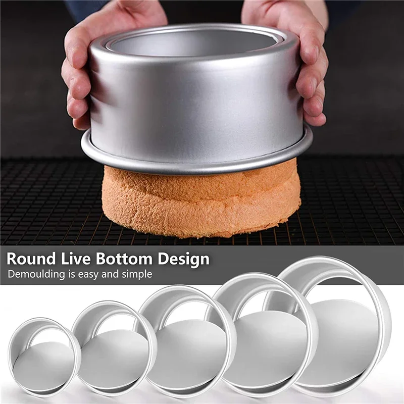 2/4/6/8/10/12inch Fixed Base Round Cake Pan Aluminum DIY Cakes Pastry Mould Cheesecake Mould Nonstick Cake Tin Kitchen Tools