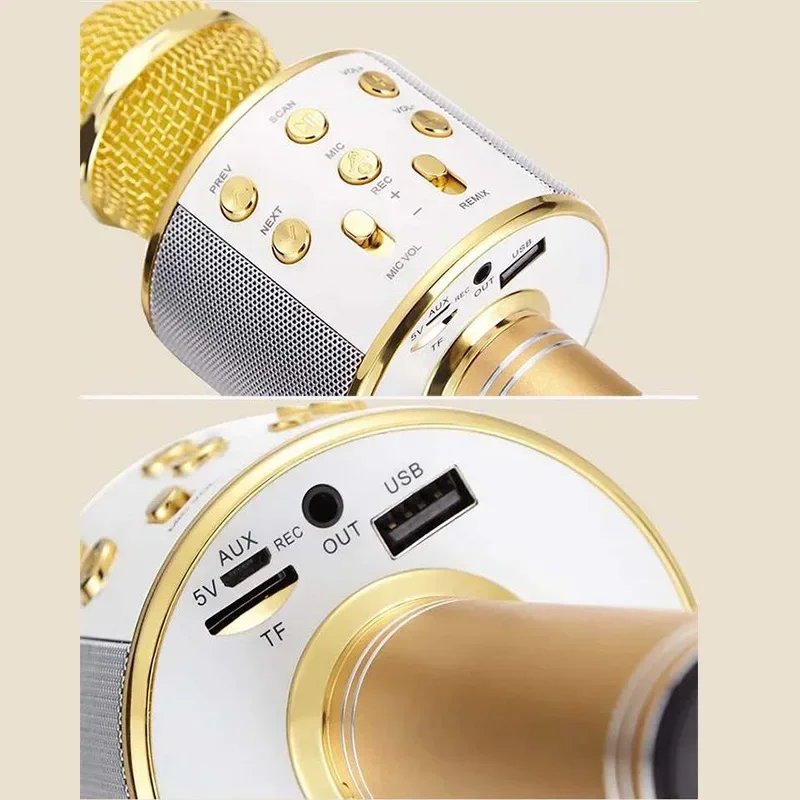 ميكروفون بلوتوث متعدد الوظائف عالي الجودة معدات K-song ميكروفون لاسلكي ومكبر صوت الكل في واحد للاستخدام المنزلي