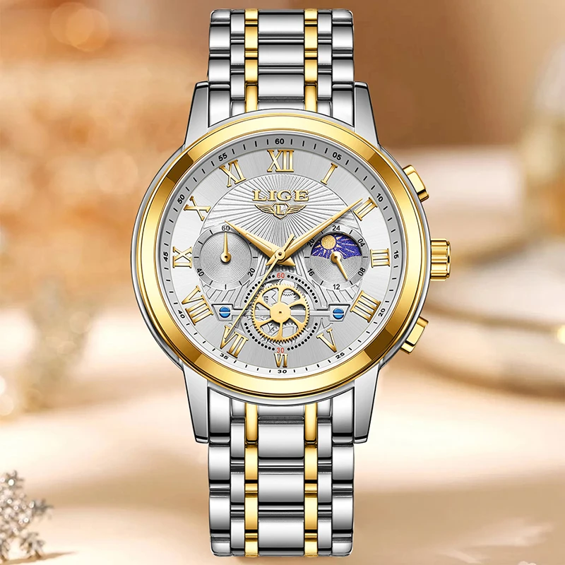 LIGE Creative Fashion Ldies' Watch Fashion Waterproof Quartz Watch for Women Brand Luxury Luminous Chronograph Relogios Feminino