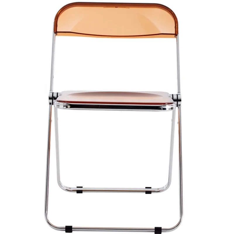 #Outdoor Comfortable Portable Transparent Folding Steel Chair Waterproof Stackable Lightweight Durable for Living Room Courtyard