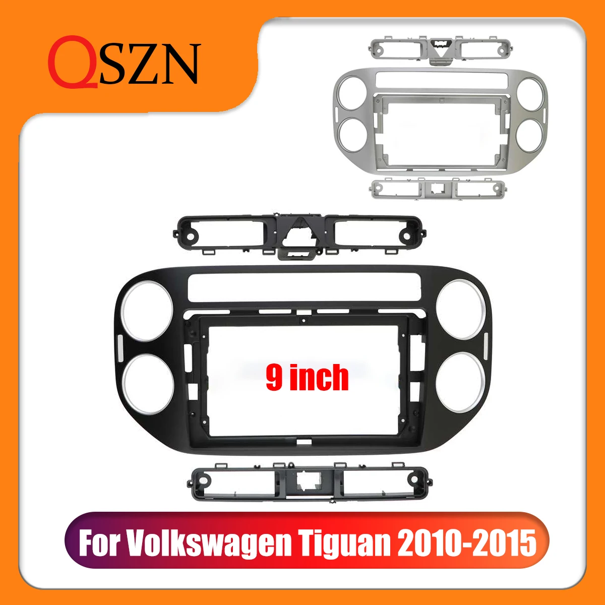 QSZN 2 Din Car Radio Fascia Frame 9 INCH Dash Kit for Volkswagen Tiguan 2010-2015 Android Player Adapter Cover Stereo Panel Beze