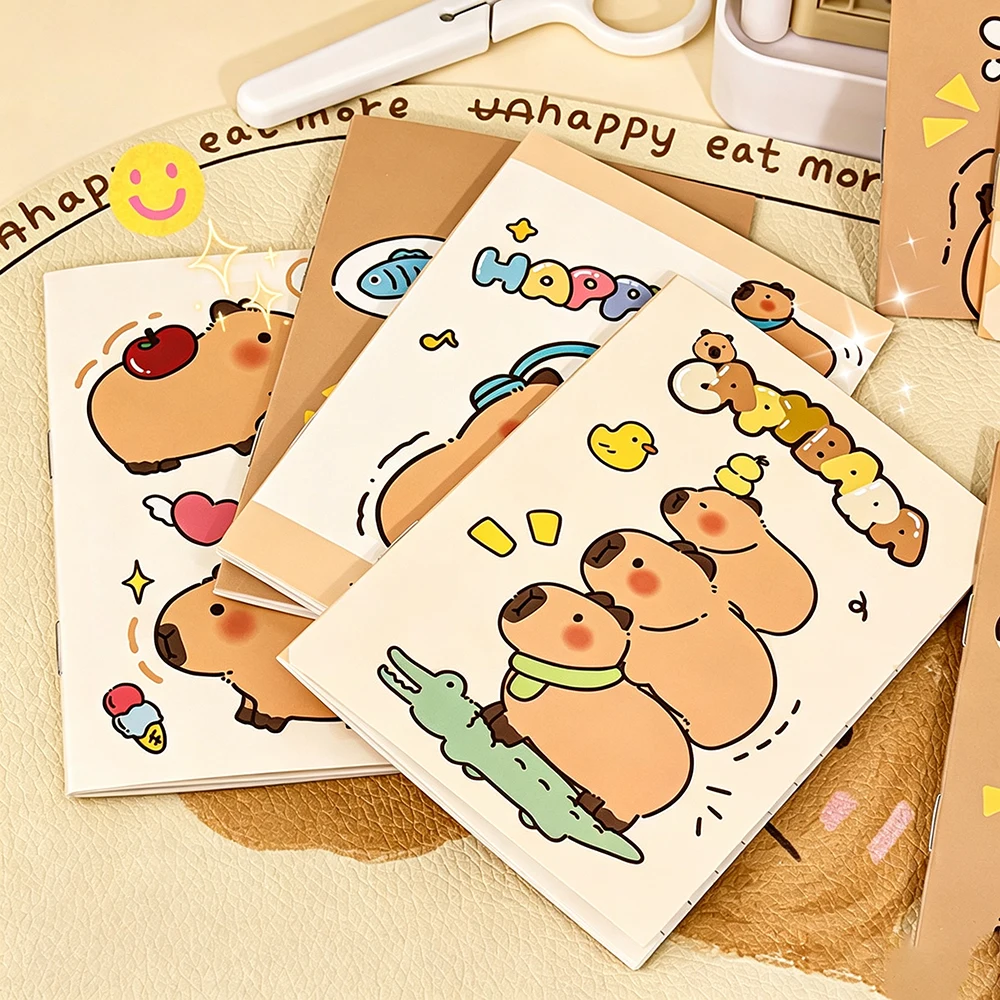 10/20pcs Capybara A7 Mini Pocket Notebook Portable Lined Memo Pad Cartoon Cover Travel Journal Office Writing Stationery Notepad