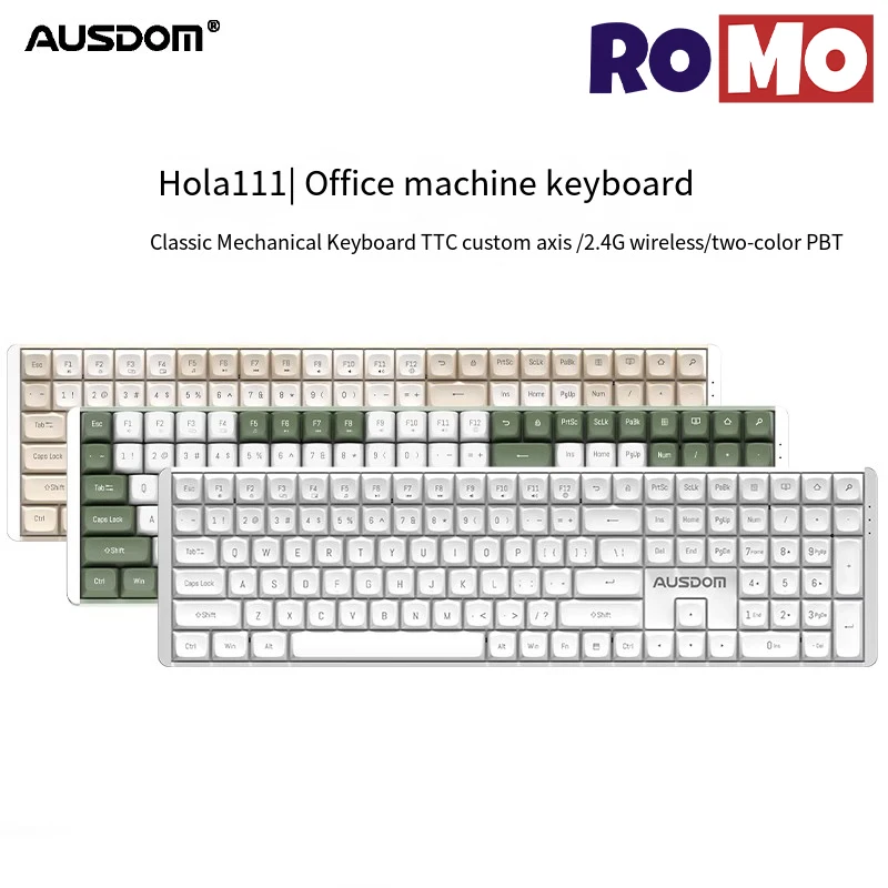 AUSDOM Hola111 Wireless Gasket Mechanical Keyboard Hot Swap TTC Switch Office Keyboard PBT Key N-Key Rollover Gaming Keyboard