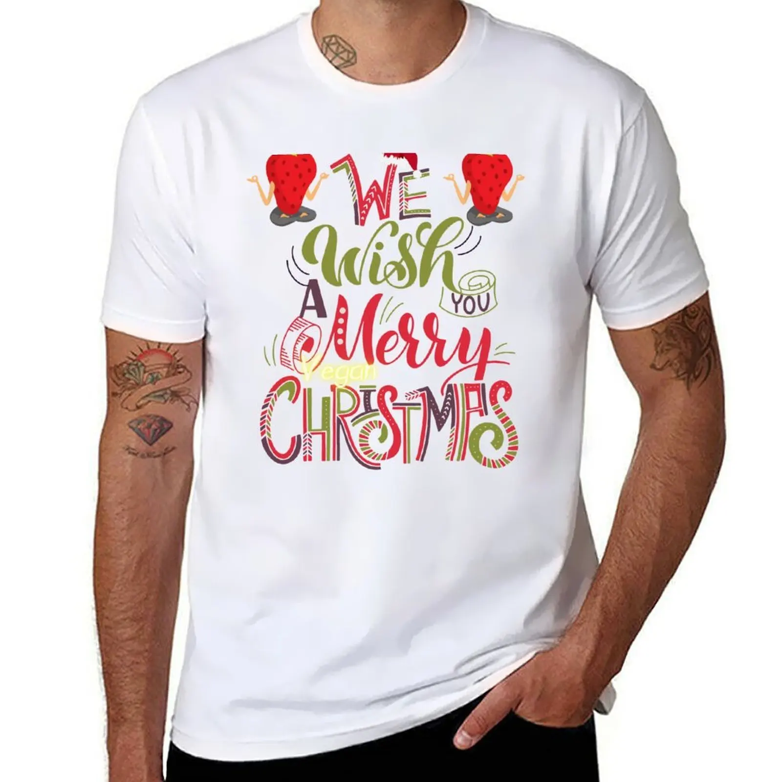

Merry Vegan Christmas T-Shirt t shirt man casual cotton t shirts man 100% T-Shirt