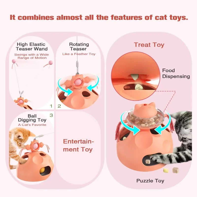 Cat-teasing Stick Relieves Anxiety Spinning Leaky Toy Boost Intelligence Cat Toys High Elasticity Pet Supplies Products