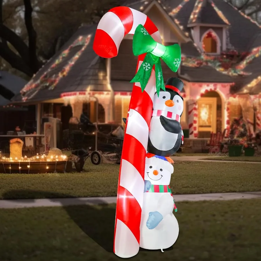 زينة قابلة للنفخ لعيد الميلاد بطول 8.6 قدم مع أضواء LED ساطعة مدمجة للاستخدام في الهواء الطلق في ساحة العطلات والحديقة وتميز L