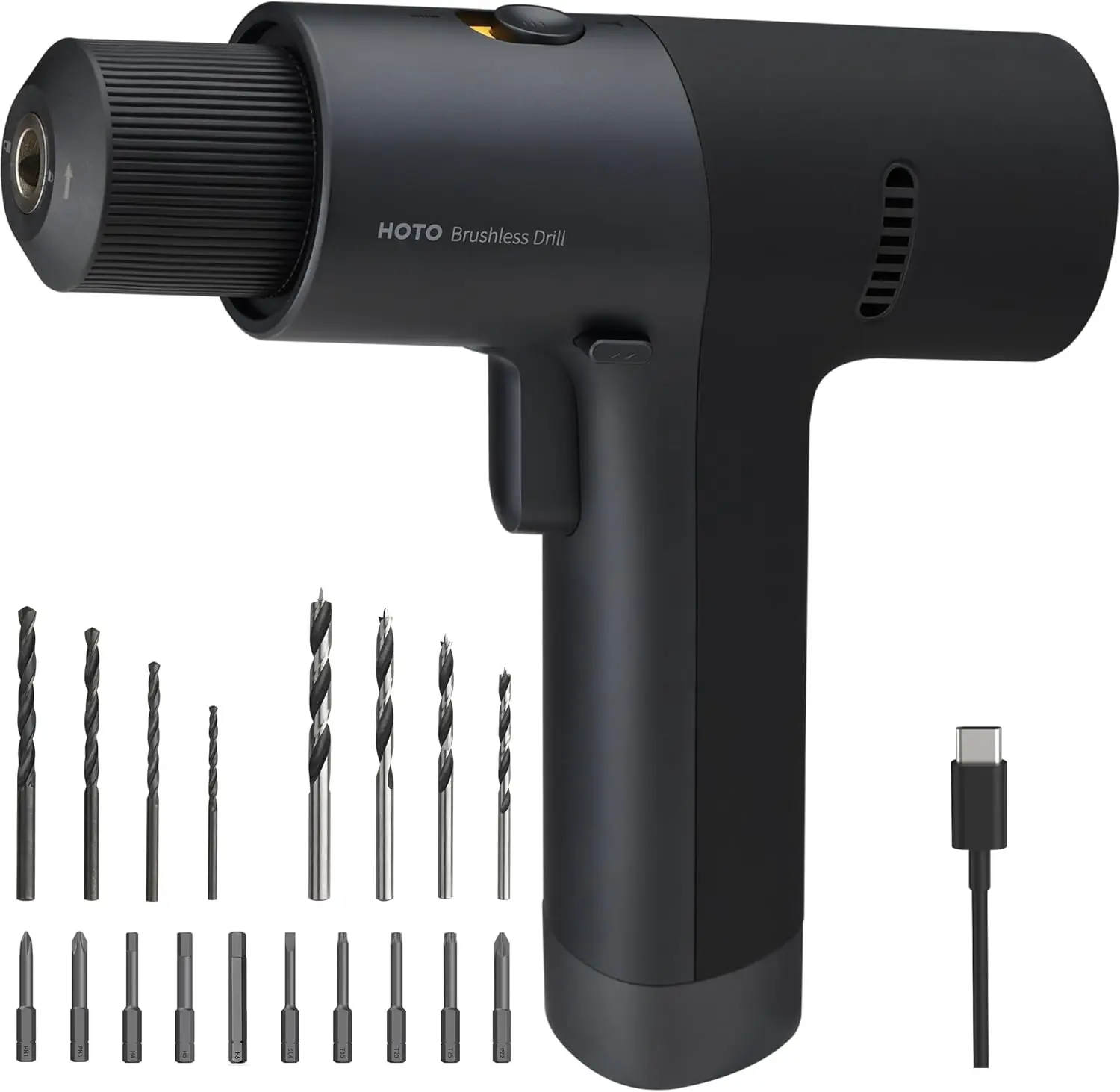 

12V Cordless Brushless Drill with LED Screen, 30 Gears, 2000mAh Battery, 30Nm Torque, Keyless Chuck & Bits Set