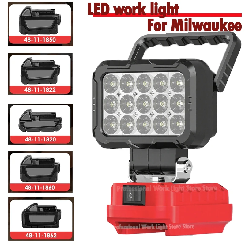 لميلووكي LED ضوء العمل 18 فولت بطارية ليثيوم أيون 3 بوصة مصباح محمول مصباح يدوي خارجي التخييم الأضواء 15 الخرز مع USB