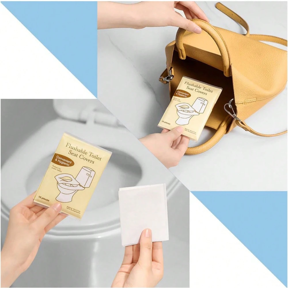 10pcs/pack Disposable Toilet Seat Covers Water-soluble Portable Toilet Seat Covers Portable Travel and Business Toilet Cushions view 6