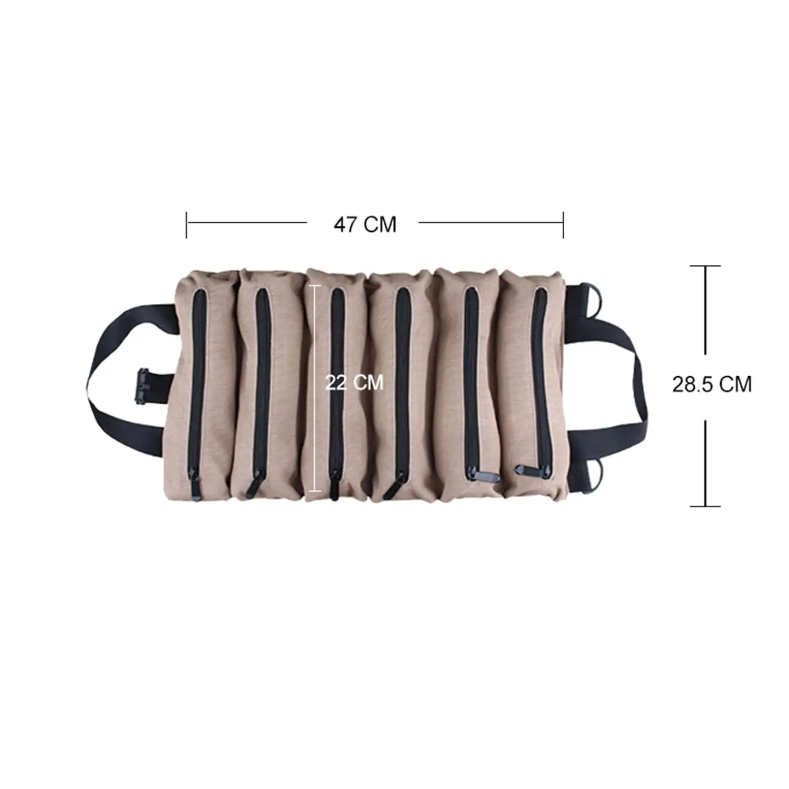 6つのジッパーポケット付きロールアップツールバッグ、折りたたみ式バケツ、吊り下げ式ツールジッパーキャリアトート、キャンバスレンチツールポーチ（大工用）