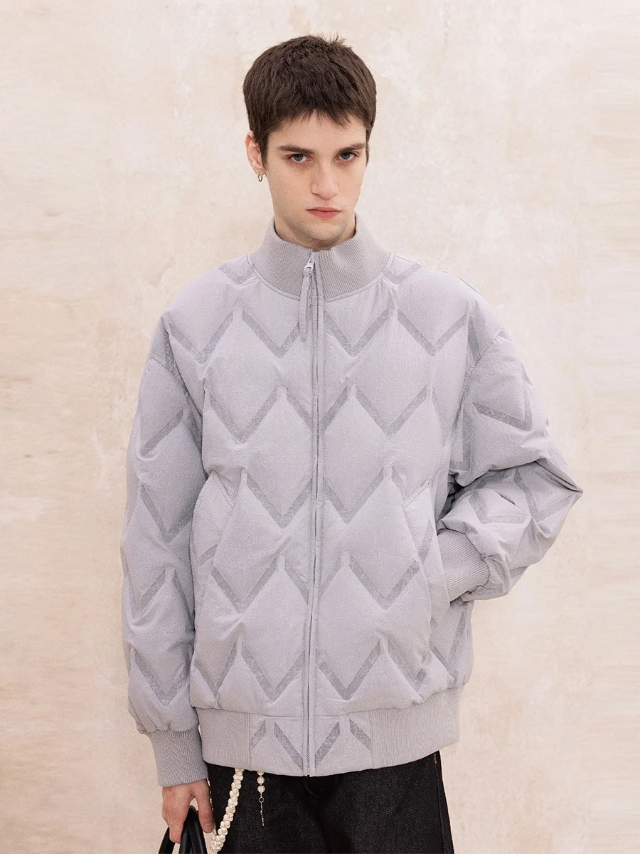 

Ретро-куртка в американском стиле с воротником-стойкой, унисекс, зимняя, свободного кроя, с плиссированным узором, теплая хлопковая куртка, модная