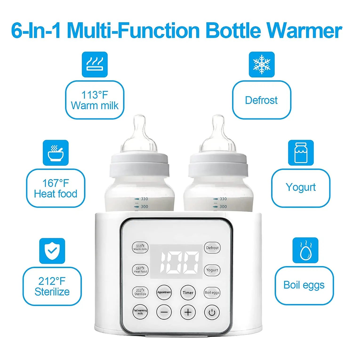 Safe Milk Warmer para diferentes tamanhos de mamadeira, Baby Milk Heater, Versátil