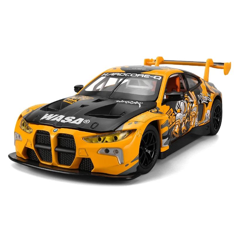 1:24 BMW M4 GT3 R8 LMS WASA 합금 미니어처 자동차 체중계 모델 자동차, 다이캐스트 금속 사운드 및 라이트, 어린이 장난감 자동차 선물