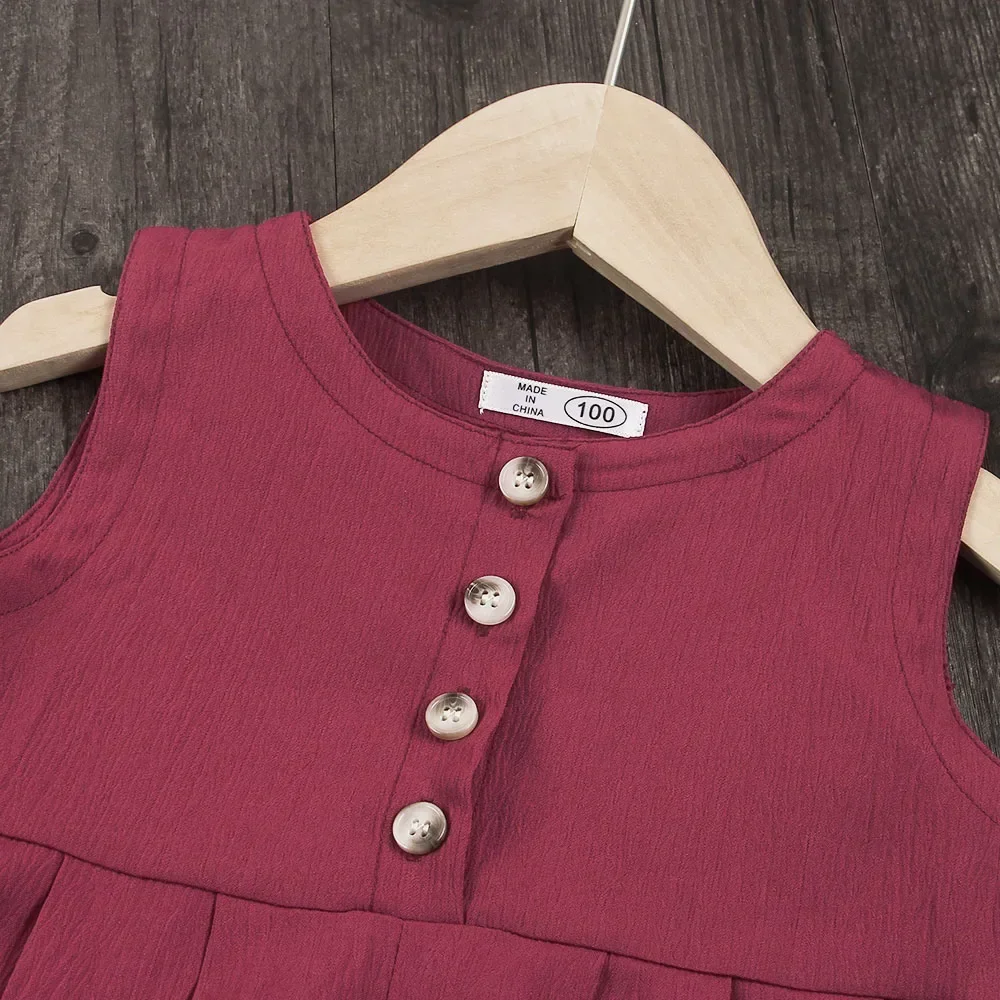 New Fashionable Girls' Jumpsuit Girls' Baby Casual Jumpsuit Children's Solid Color Clothing Sleeveless Clothing 3-7Y - view 5