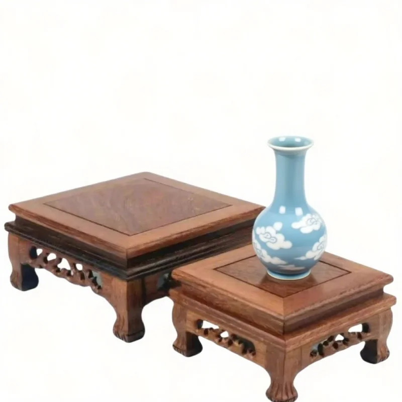 

Wooden Carving Display Stand Retro Solid Wood Base Flower Pot Vase Display Stand Miniature Model Sculpture Base Plant Stand