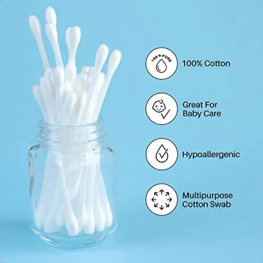 500 مسحة قطنية ذات رؤوس مزدوجة معقمة 100 قطن خالص Qtips لتنظيف مكياج المنزل وعناية الحيوانات الأليفة والطفل لون عشوائي 500 شركة