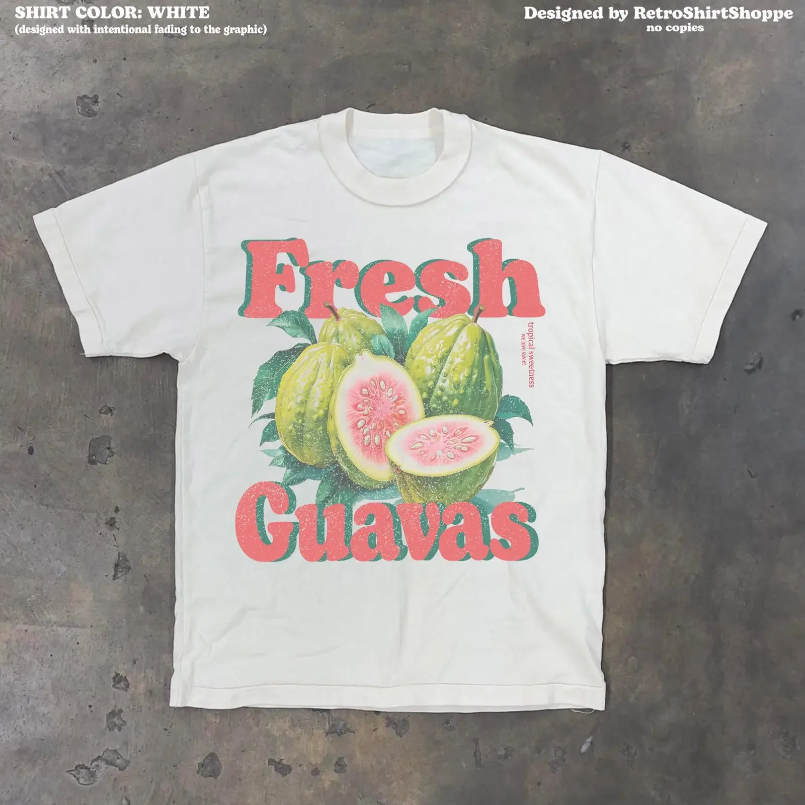 Винтажная футболка Fresh Guavas с принтом экзотических тропических фруктов, унисекс, повседневная уличная одежда, модный топ для ежедневной носки