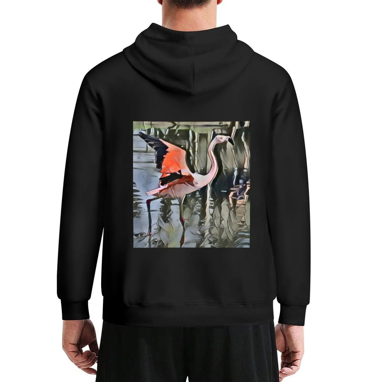 

Fabulous Flamingo in Flight In Retro Pop Hoodie men clothing men's sweat-shirt hooded shirt male clothes new hooded tee