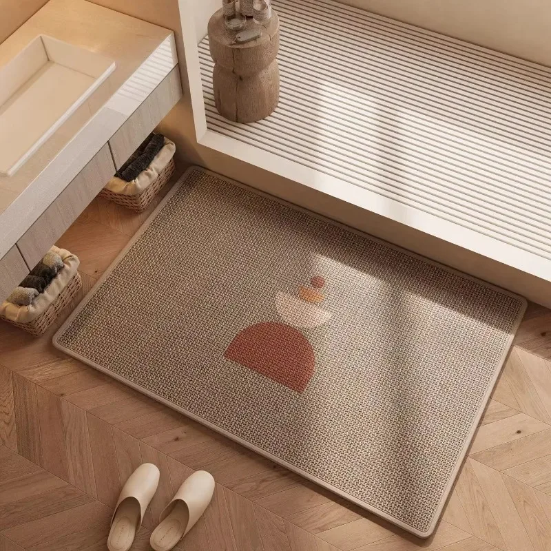 Round Rubber Home Entrance Floor Mat,  Wear-resistant Easy Clean Decorative Rug For Indoor Porch Entryway Household Use