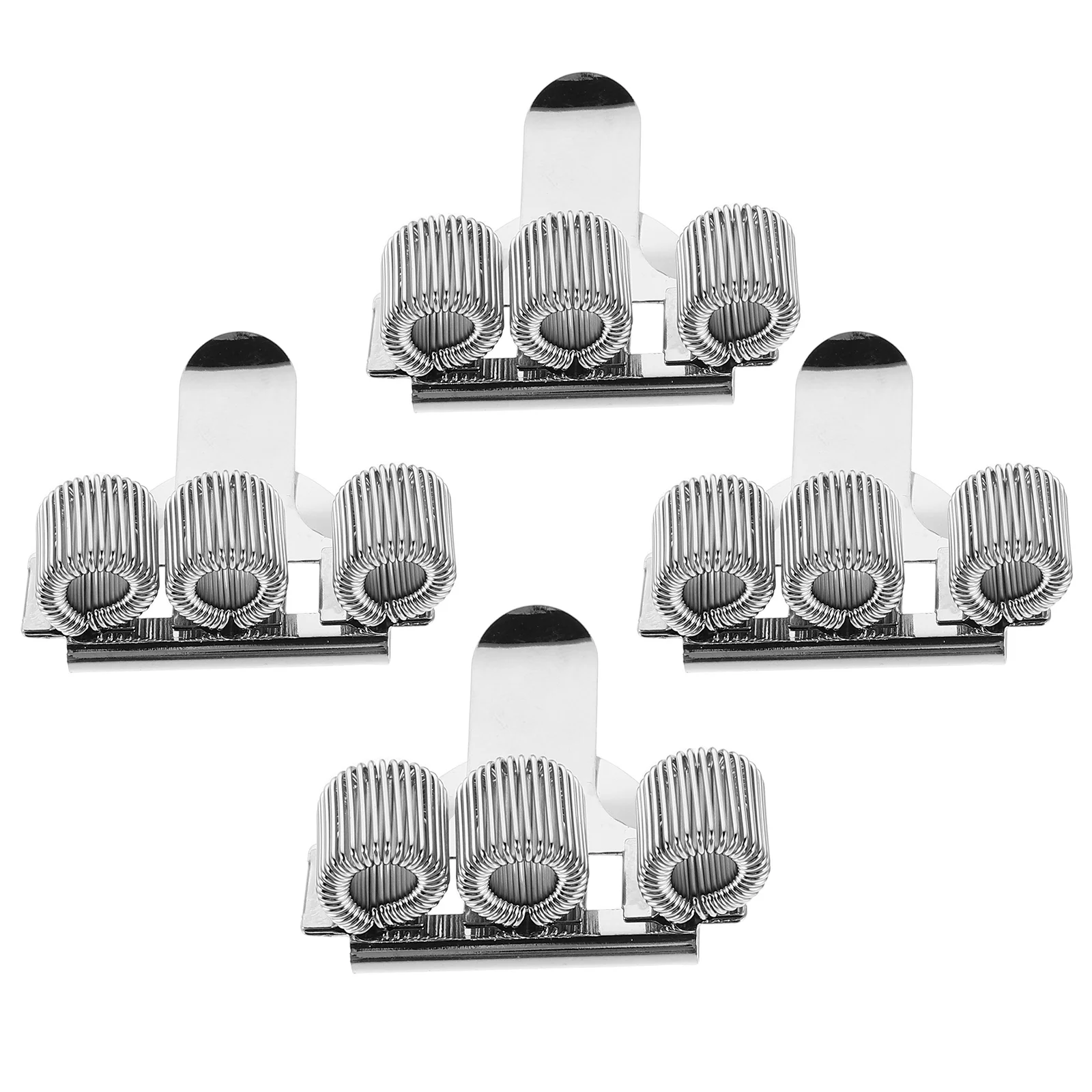 4 قطع من مشبك حامل القلم المعدني مع تصميم ثلاثي الفتحات وحامل القلم الرصاص بقبضة زنبركية لمجلة الملاحظات المخططة الآمنة #3