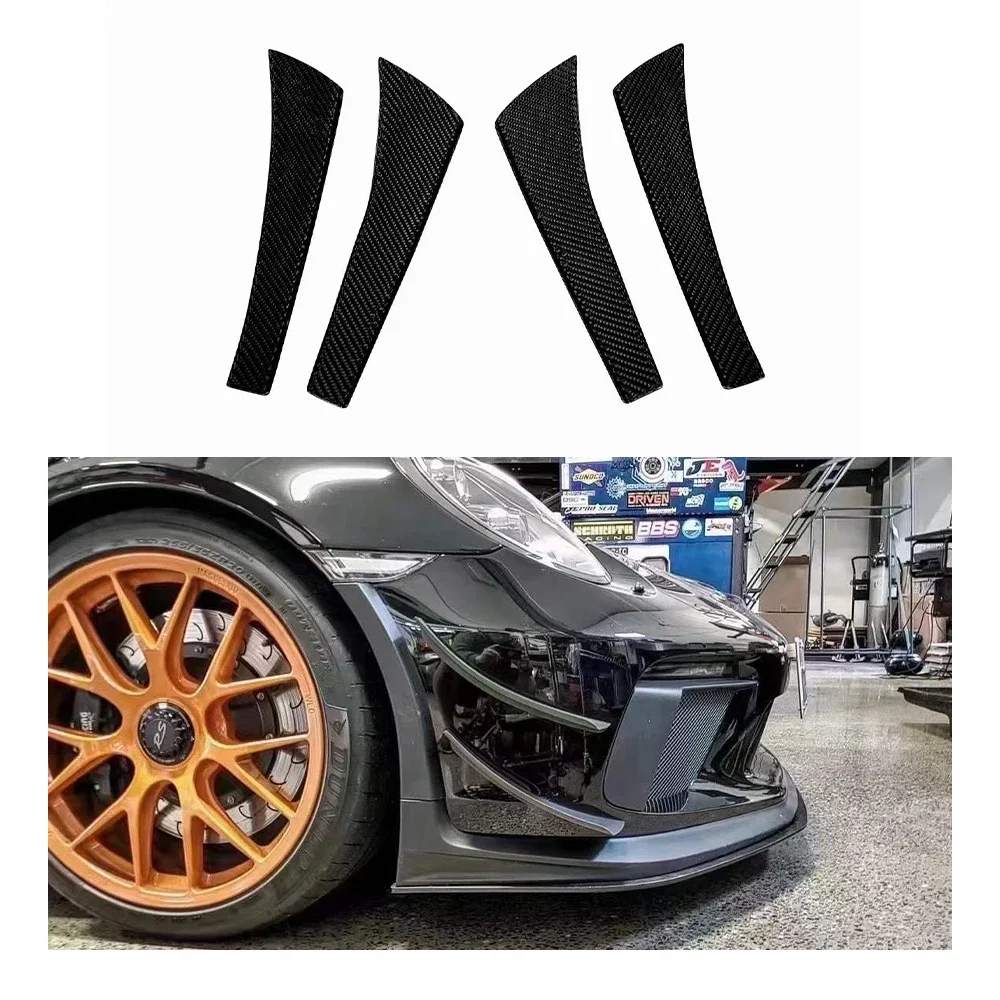 

Real Dry Carbon Fiber universal Front Bumper Canards Trims body kit For Porsche 991 Sport 991.2 GT2 GT3 RS