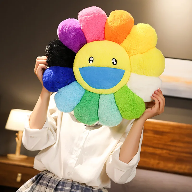 40cm Kawaii Smile Face Sunflower Sun Flower Stuffed Plush Toy Cushion Mat Hold Pillow Home Bedroom Auto Decor Doll Girls Gift