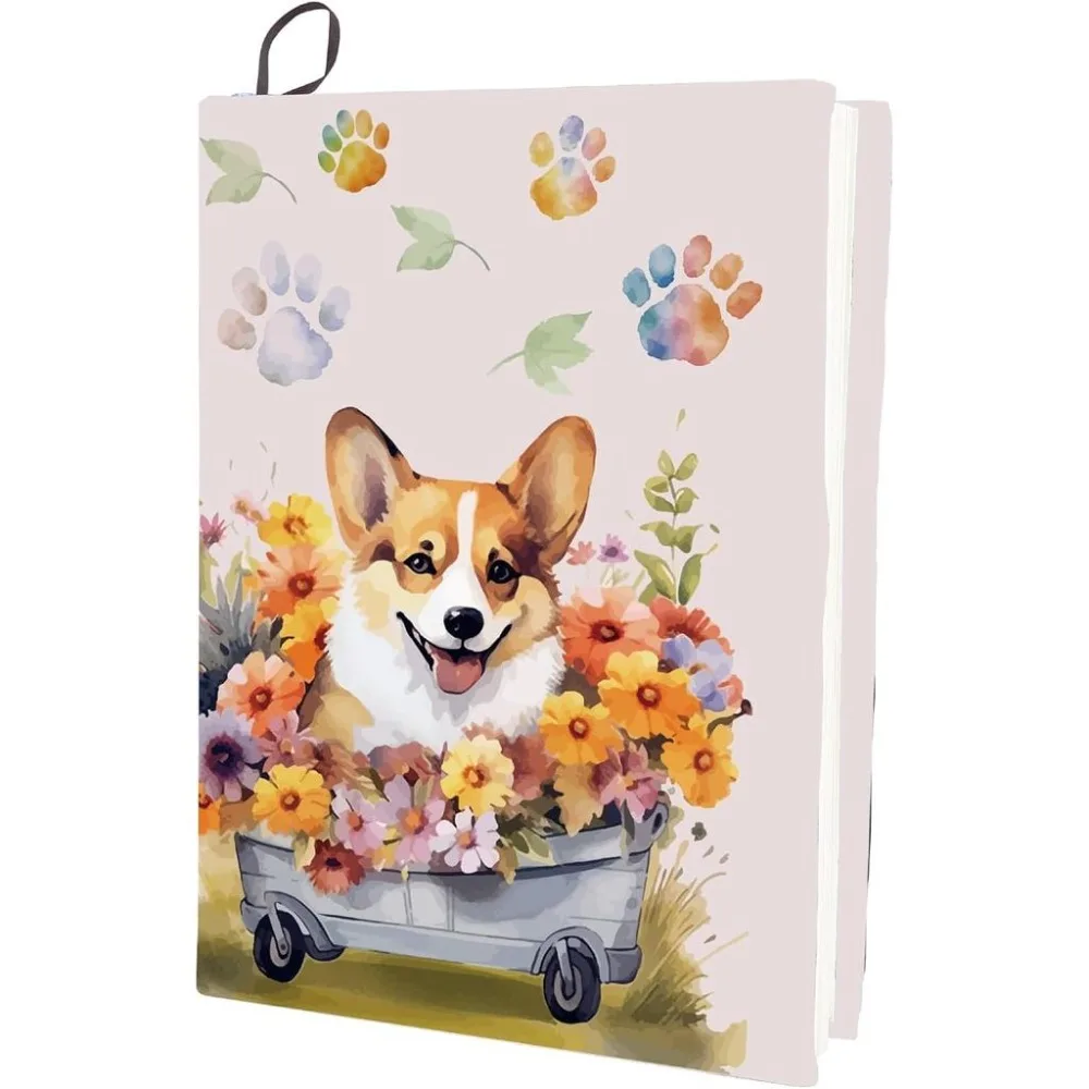 Dog Book Sleeve Fabric Elastic Book Covers Polyester Stretchable Washable Reusable Animal Pets Puppy Large Wraps Protector
