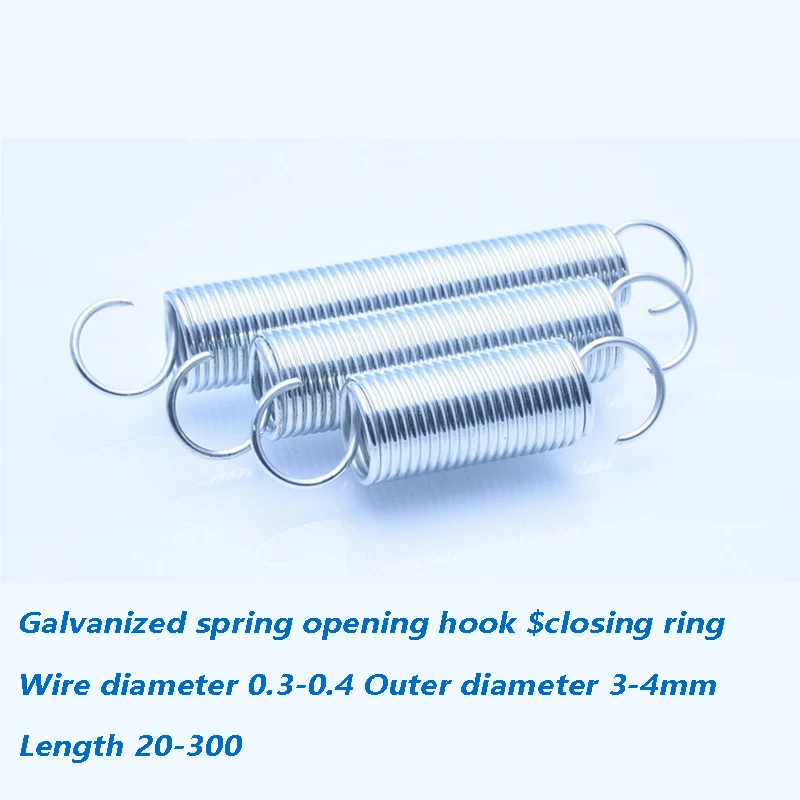 Stainless Steel Open S Hook Tension Spring Tensile Springs Galvanized Stretching Spring Wire Diameter 1.0mm Length 20~320mm