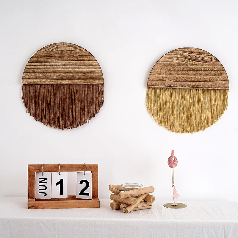 Semicircle Board Macrame Wall Hanging Colorful Hand Woven Nordic Style For Home Decor Bedroom Living Room Background Decoration