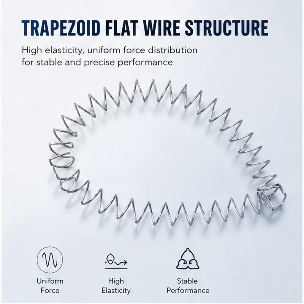 350Mm Rectangular Flat Compression Spring Custom Wire Form Trapezoidal Design Strong Tension Load Management Machinery Space